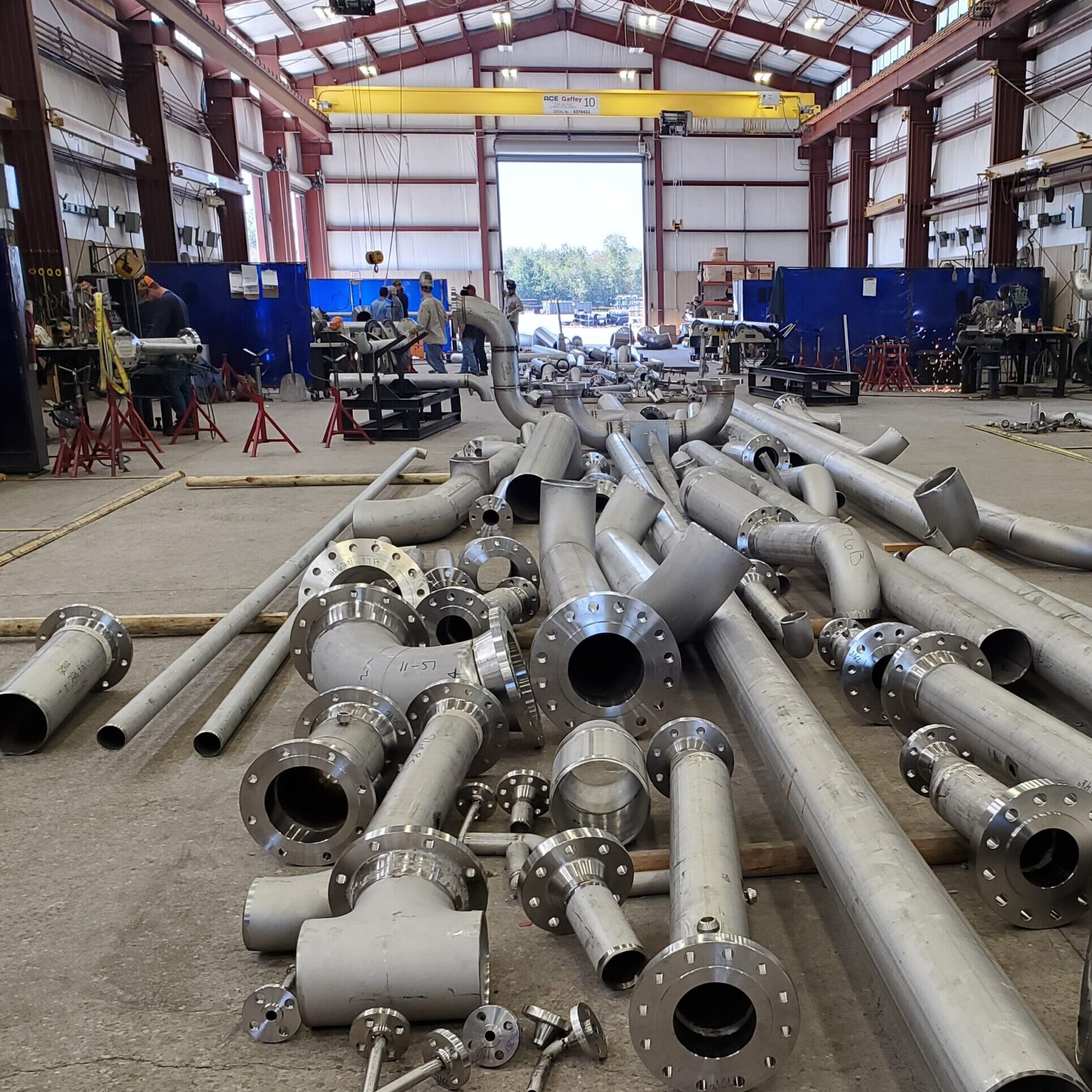 Pipes in a large storage facility