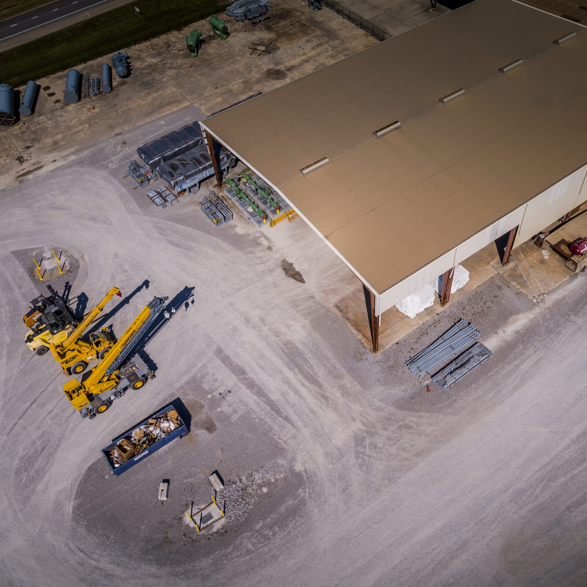 aerial footage of a storage facility